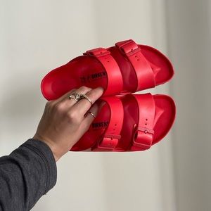 Birkenstock sandals in red